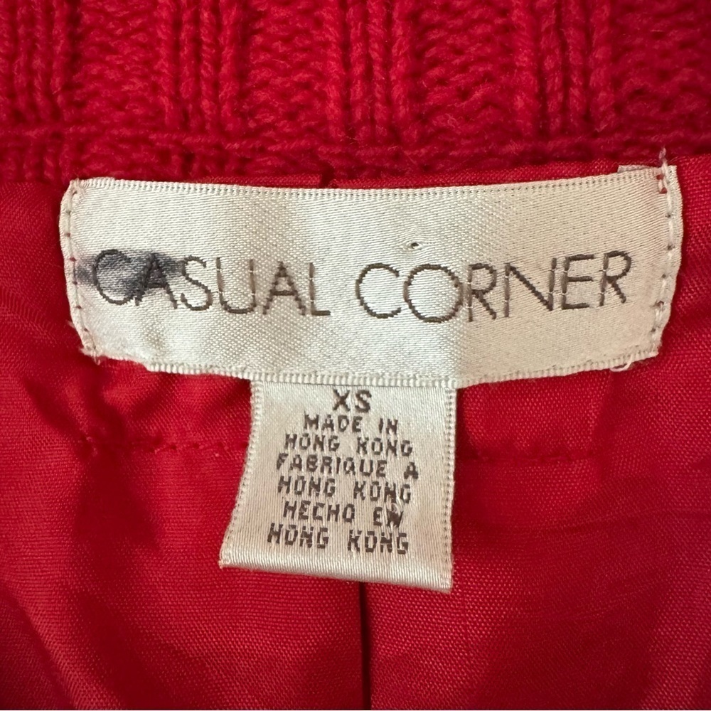 Casual Corner Women’s Red & White Nordic Snowflake Lambswool Cardigan Sweater XS - Picture 9 of 11